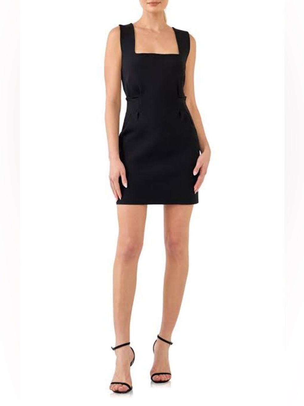 Endless Rose LBD Party Black Bodycon Knit Mini Dress Square Neck Cutout NWT M